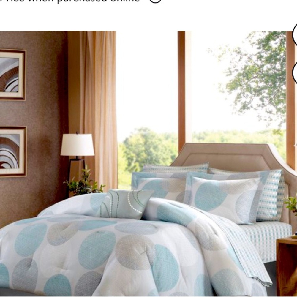 9 pc Home Essence KING NIB Cabrillo Complete Comforter and Cotton Sheets